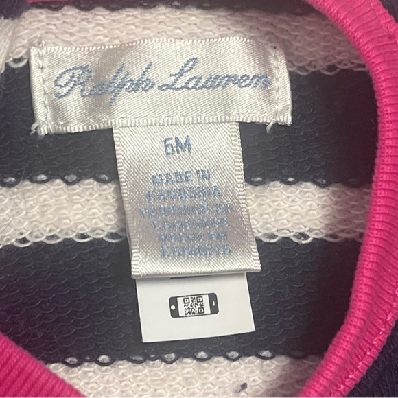 Polo Ralph Lauren Girls Polo Bear Sweatshirt Dress Navy Stripe Size5M Art Artist - Picture 3 of 8